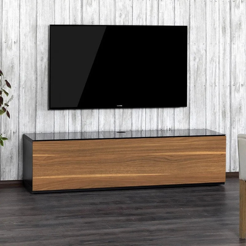 Luxury Wood & Glass TV Console with 6 Shelves