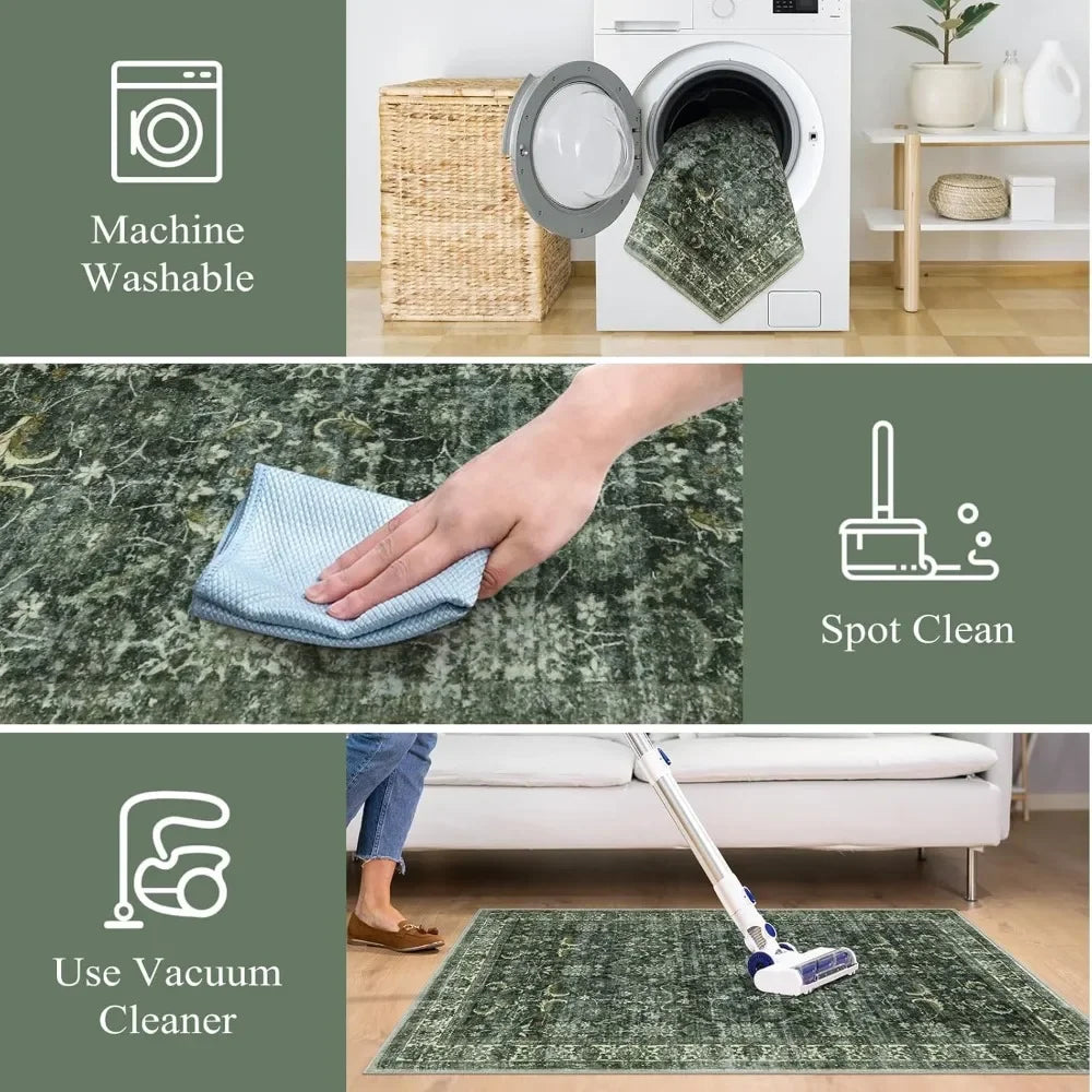 Washable Non-Slip Stain Resistant Rug, 8x10