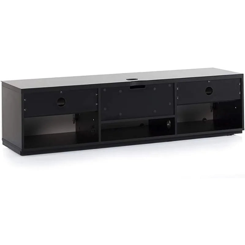 Luxury Wood & Glass TV Console with 6 Shelves