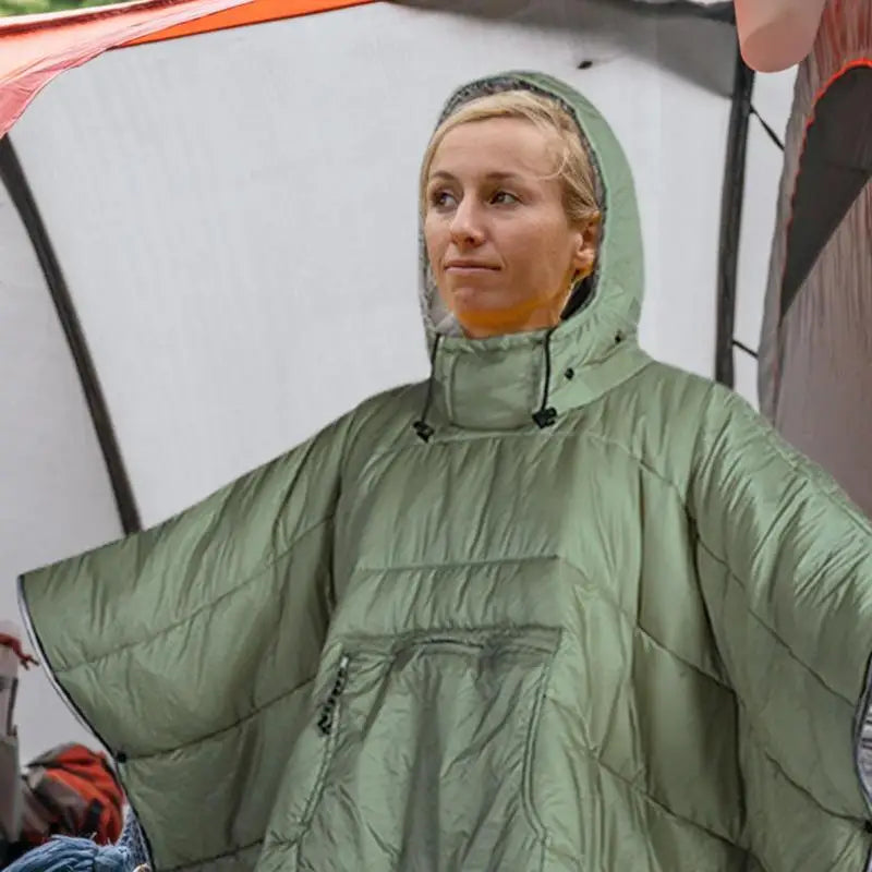 Wearable Blanket Adult Waterproof Hooded Blanket Cloak