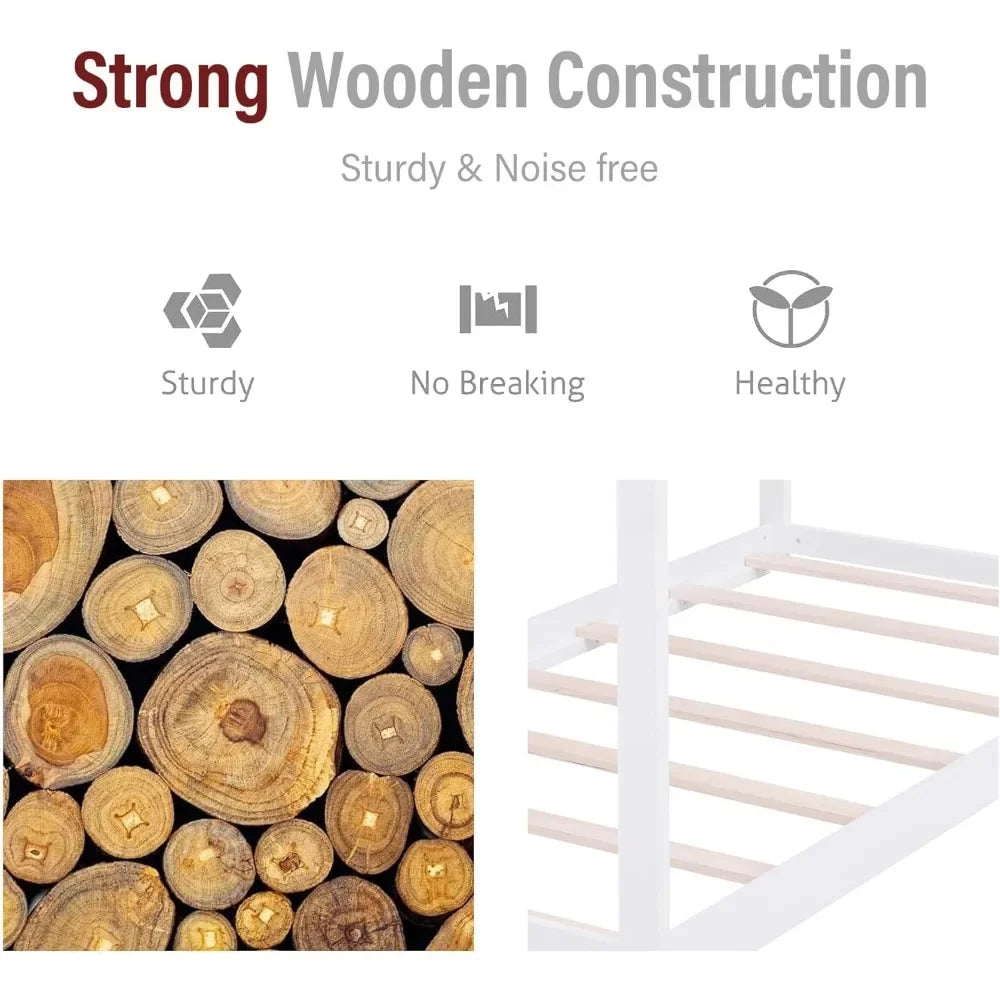 Wood House Bed, Twin Size,