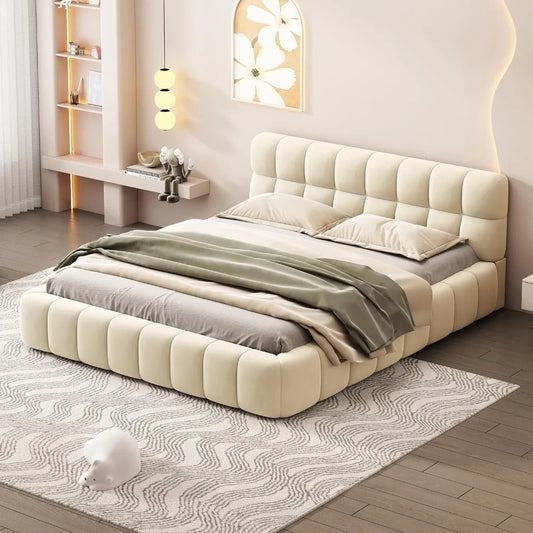 Upholstered Platform Bed with Unique Design