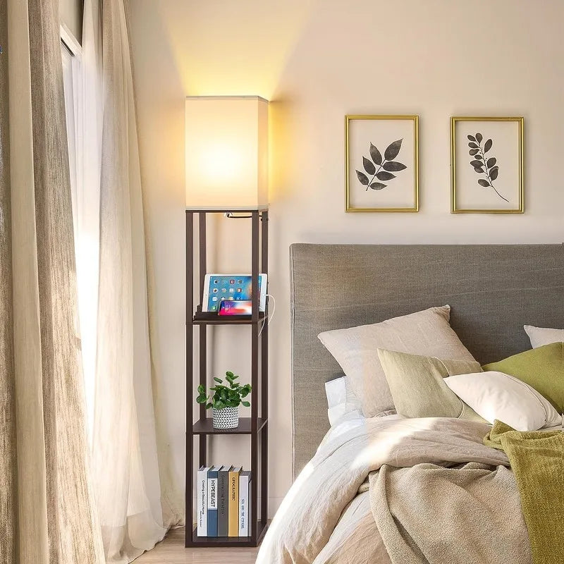 Touch Control Shelf LED Floor Lamp with Shelves