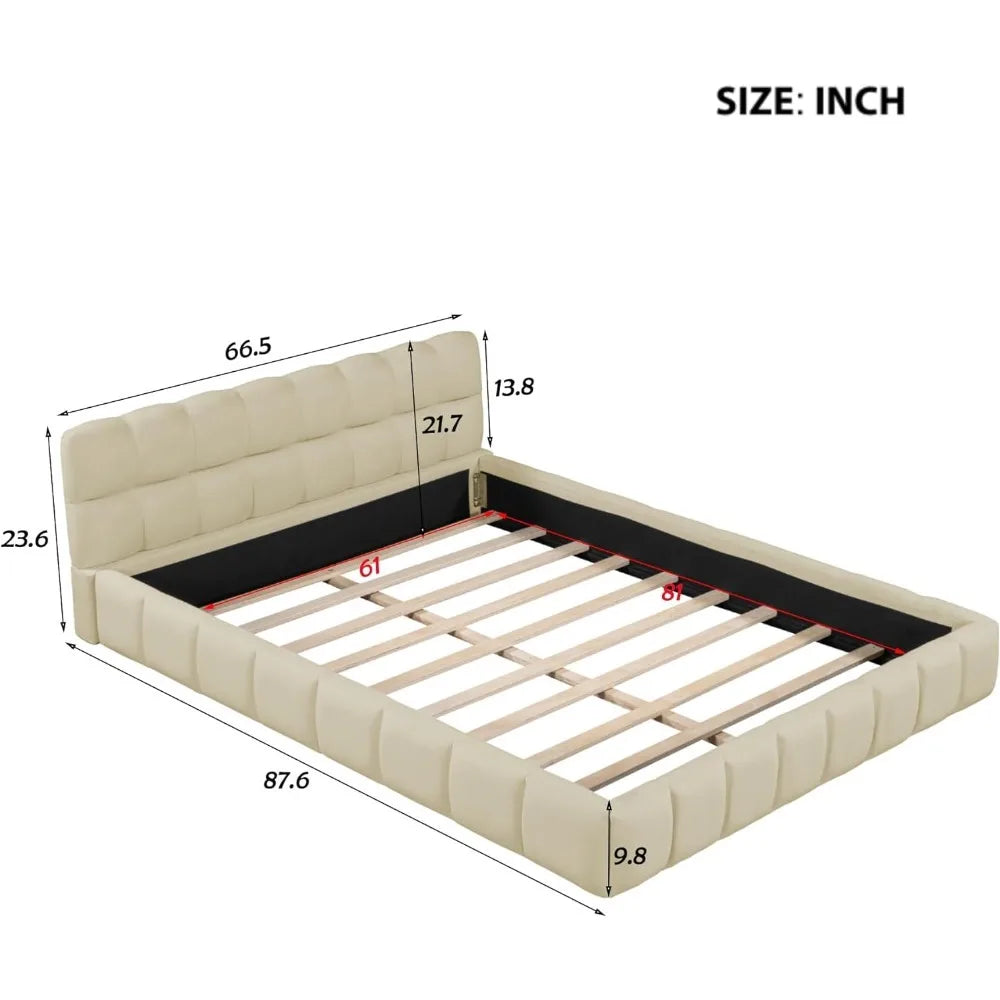 Upholstered Platform Bed with Unique Design