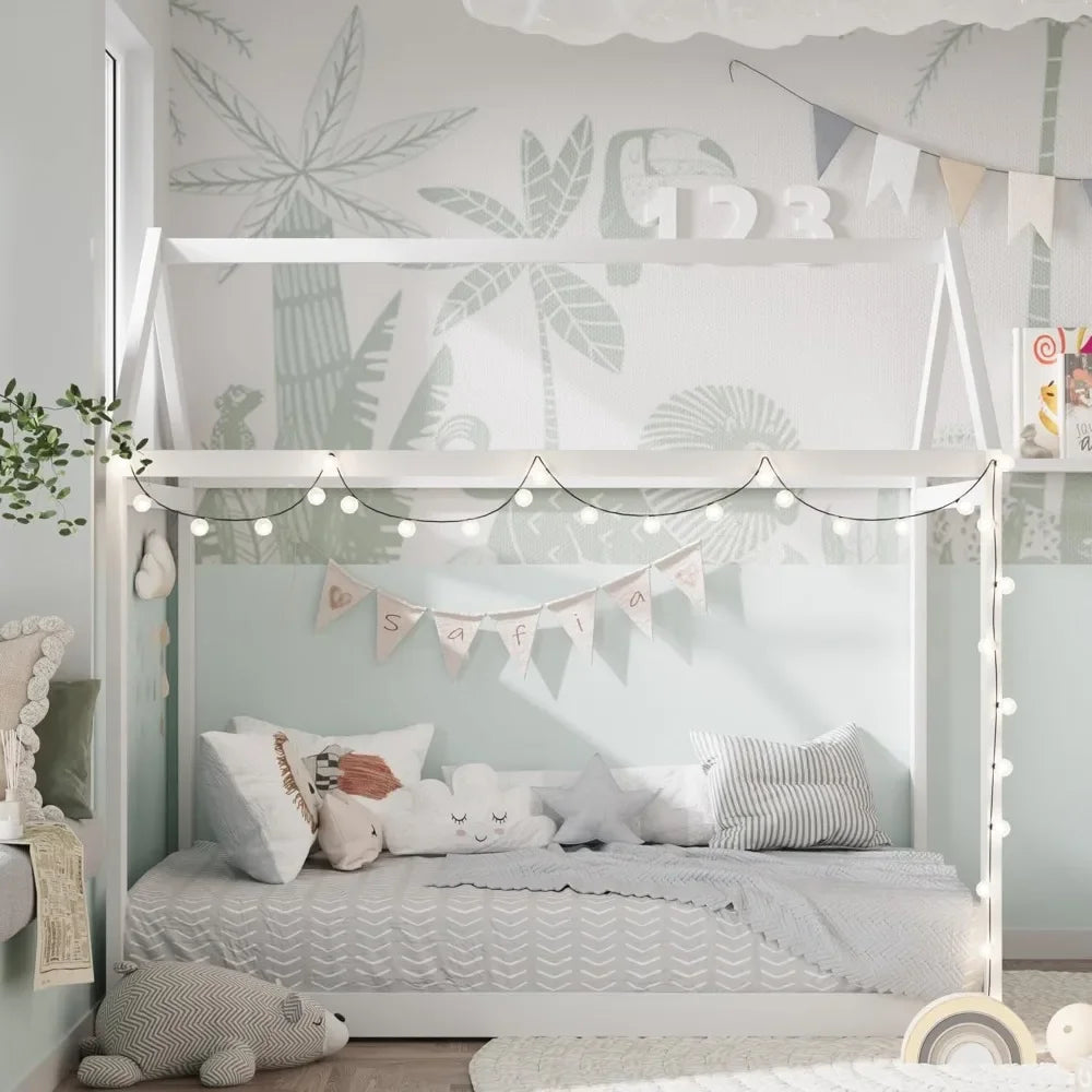 Wood House Bed, Twin Size,