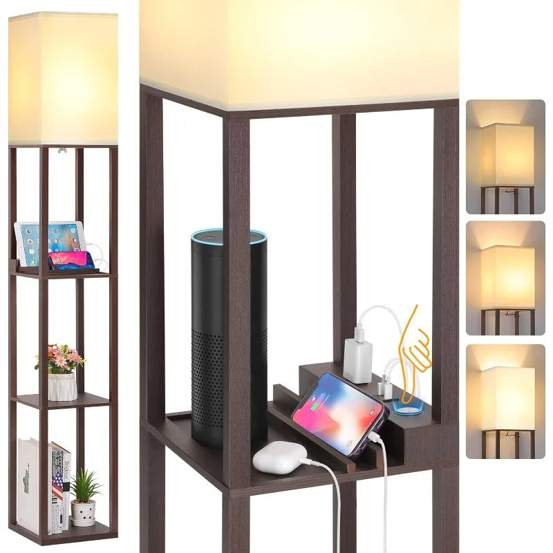 Touch Control Shelf LED Floor Lamp with Shelves
