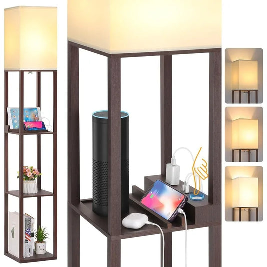 Touch Control Shelf LED Floor Lamp with Shelves