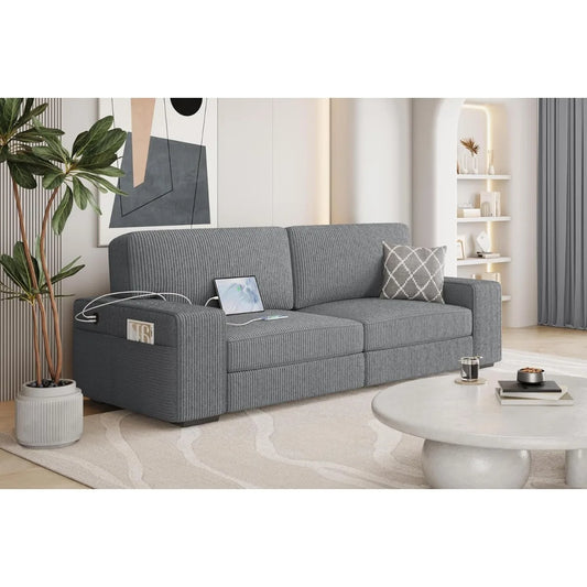 Modern Sofa Couch 2-Seater Corduroy Fabric