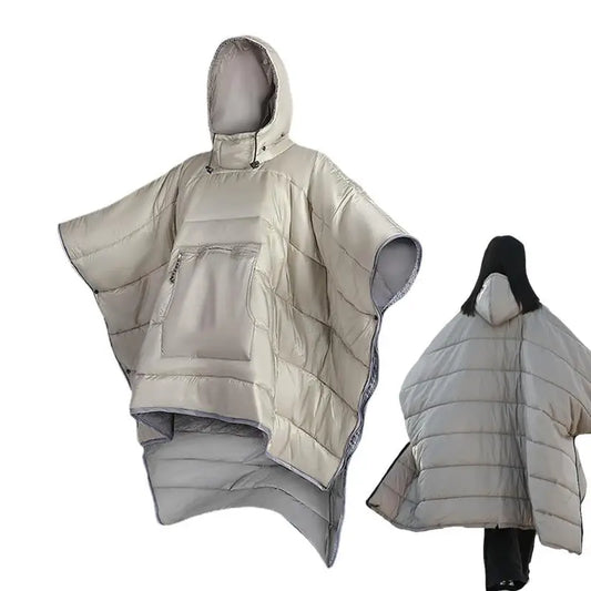 Wearable Blanket Adult Waterproof Hooded Blanket Cloak