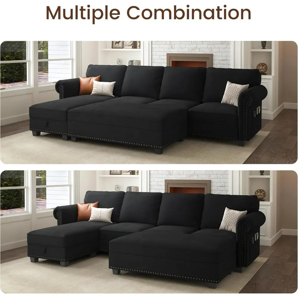 Living Room Sofas with Storage Ottoman