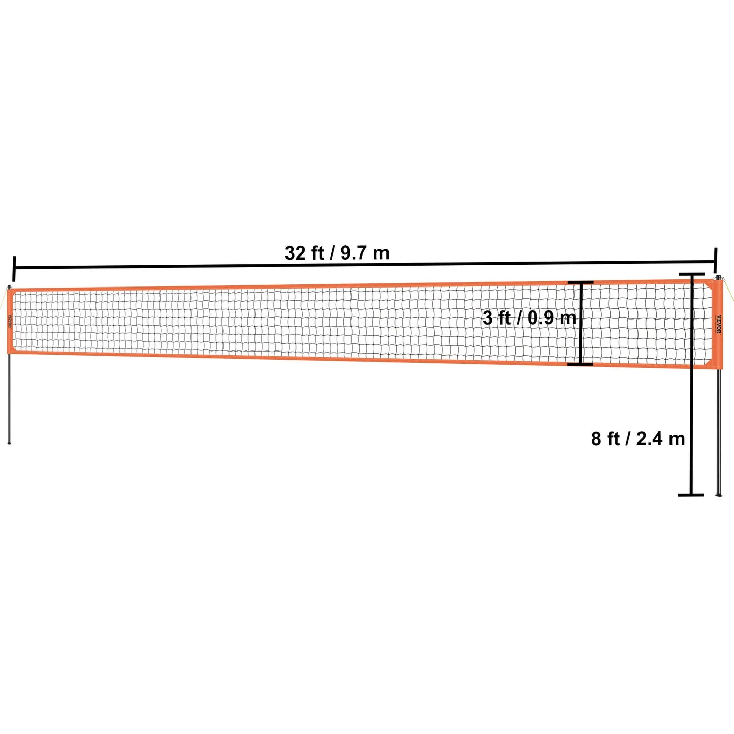 Outdoor Volleyball Net System Adjustable Height