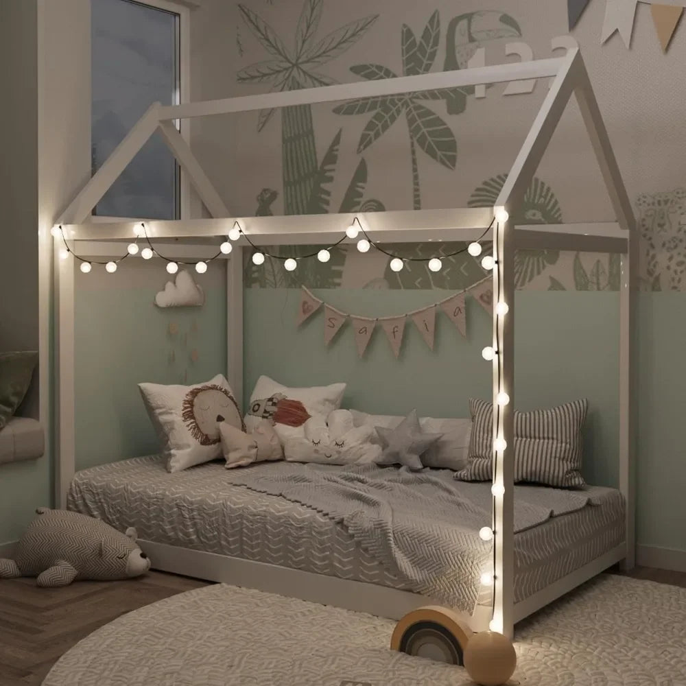 Wood House Bed, Twin Size,