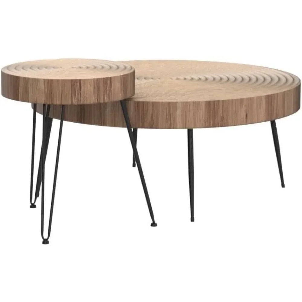 Farmhouse Round Coffee Table Set of 2